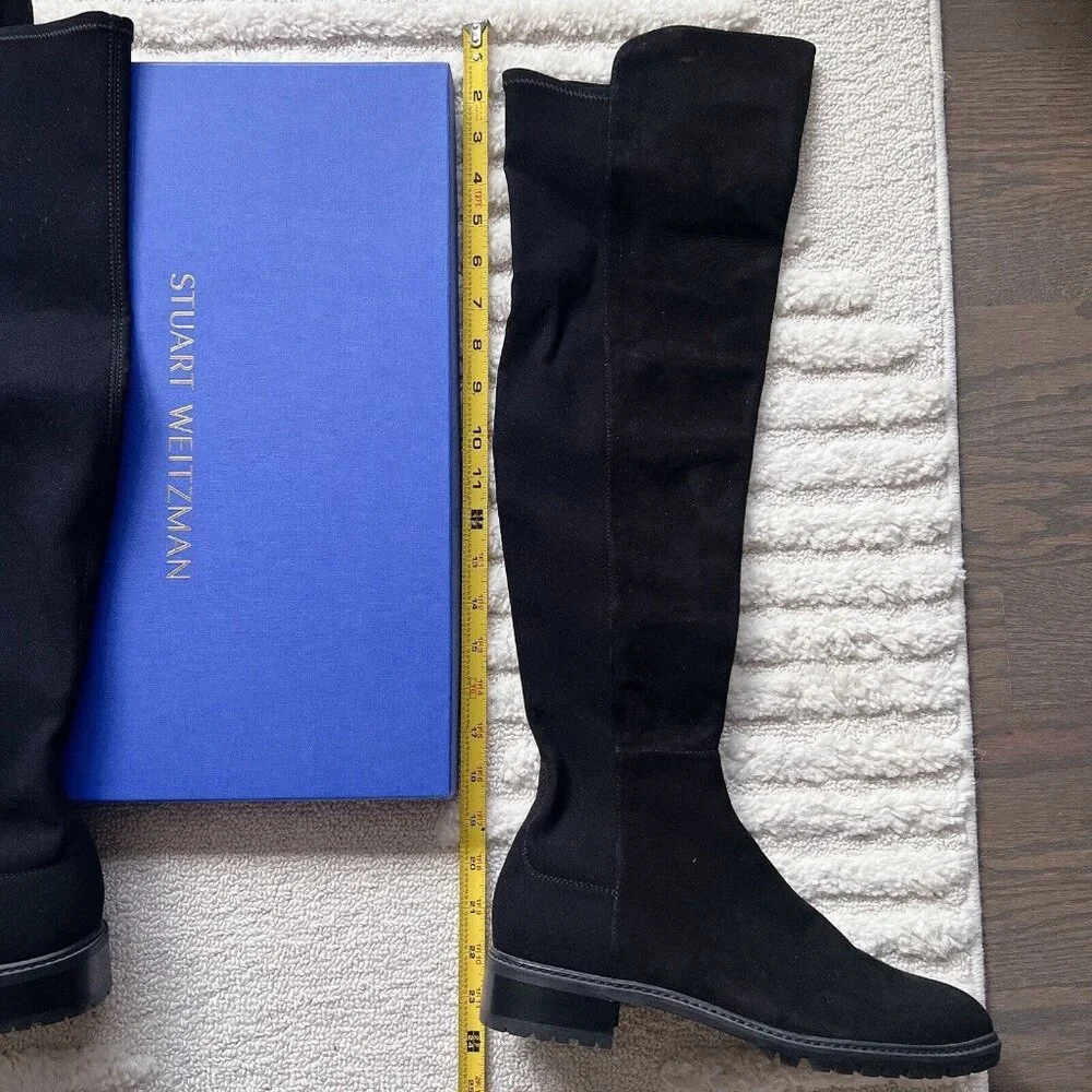 Stuart Weitzman City  Womens Over-the-knee OTK Stretchy Boots Black Suede US 9.5 - Picture 4 of 12